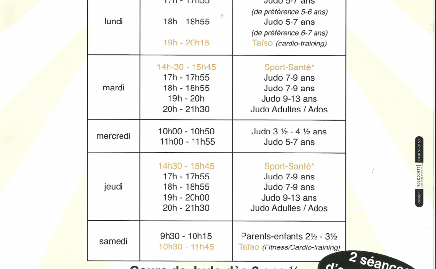 Horaire des cours